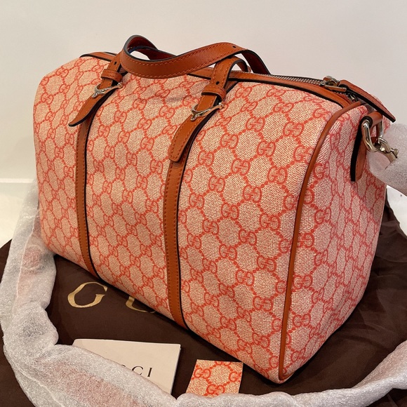 Gucci 322231 nice GG Supreme canvas boston bag Orange - Picture 3 of 11